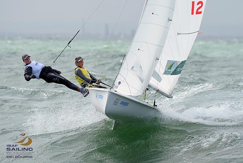 Sasha & Jaime Ryan (AUS)  470 class Oceania Leg of the ISAF Sailing World Cup 2012<br />
Sandringham Yacht Club, Victoria  &copy; Jeff Crow/ Sport the Library http://www.sportlibrary.com.au